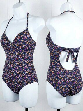 Splendid Open Back One Piece Swimsuit Floral Size Large